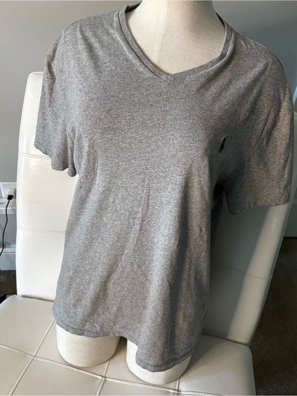 Polo by Ralph Lauren Women's Short Sleeve V-Neck Tee - Charcoal Gray - Picture 3 of 3